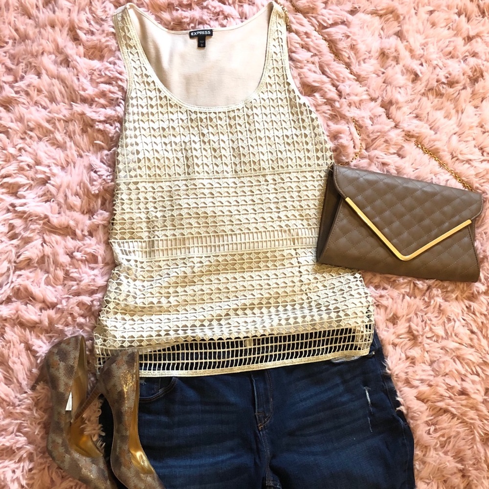 Express Gold Thread Tank Top LARGE